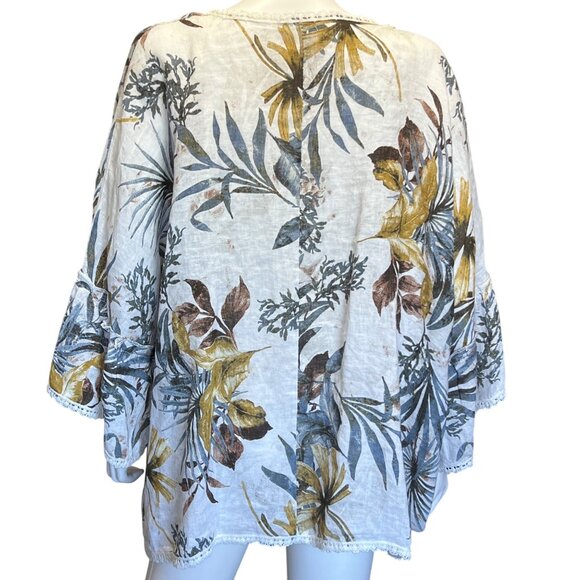 Francesca Bettini Boho Floral Print Open Front Kimono Cardigan Lace Trim OSFM - Picture 2 of 9